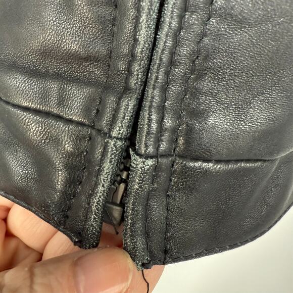 Perry Ellis Portfolio Mens Jacket XL Black Genuine Lambskin Leather Full Zip - Picture 4 of 9